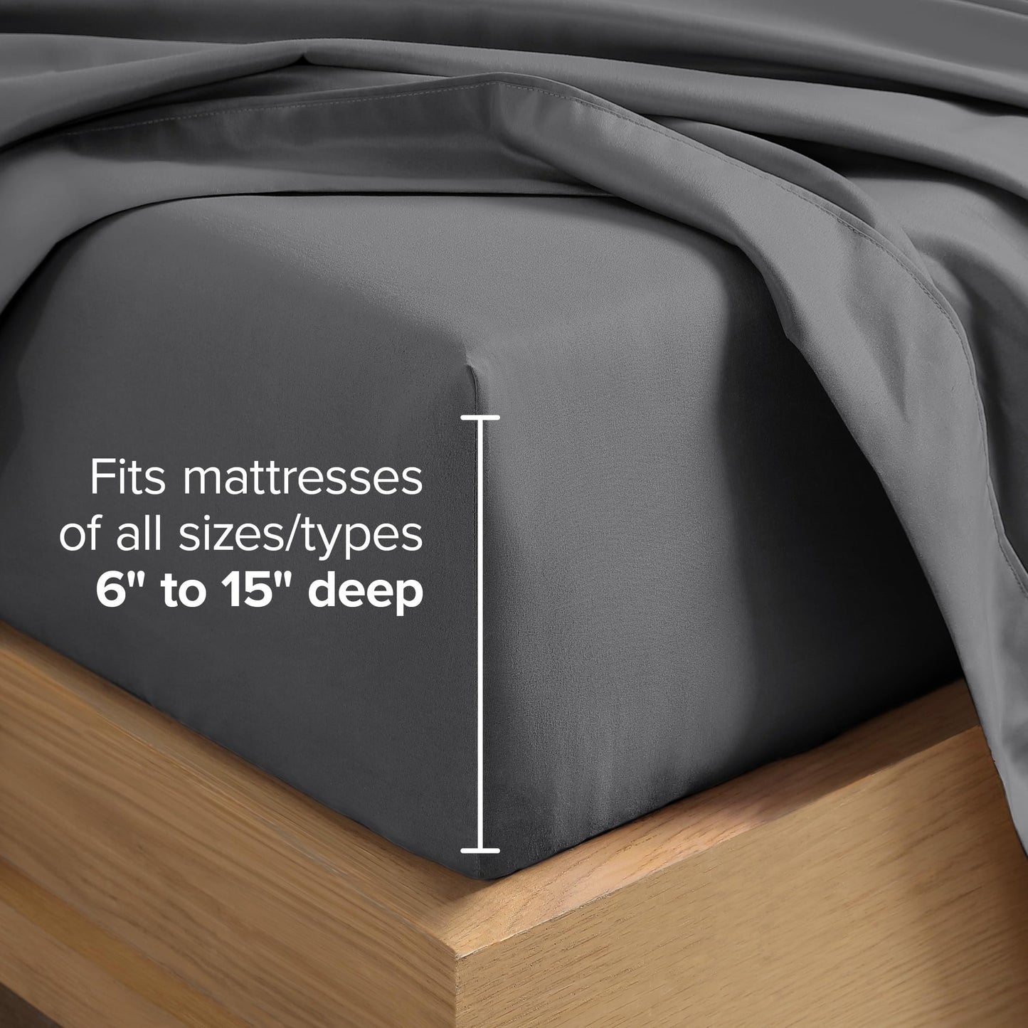 Bare Home Hotel Luxury Queen Sheet Set, Extra Soft - 6 Piece Set - Deep Pockets - Easy Fit - Cooling & Breathable - Wrinkle, Fade, Stain Resistant - Includes 4 Pillowcases (Queen, Grey)