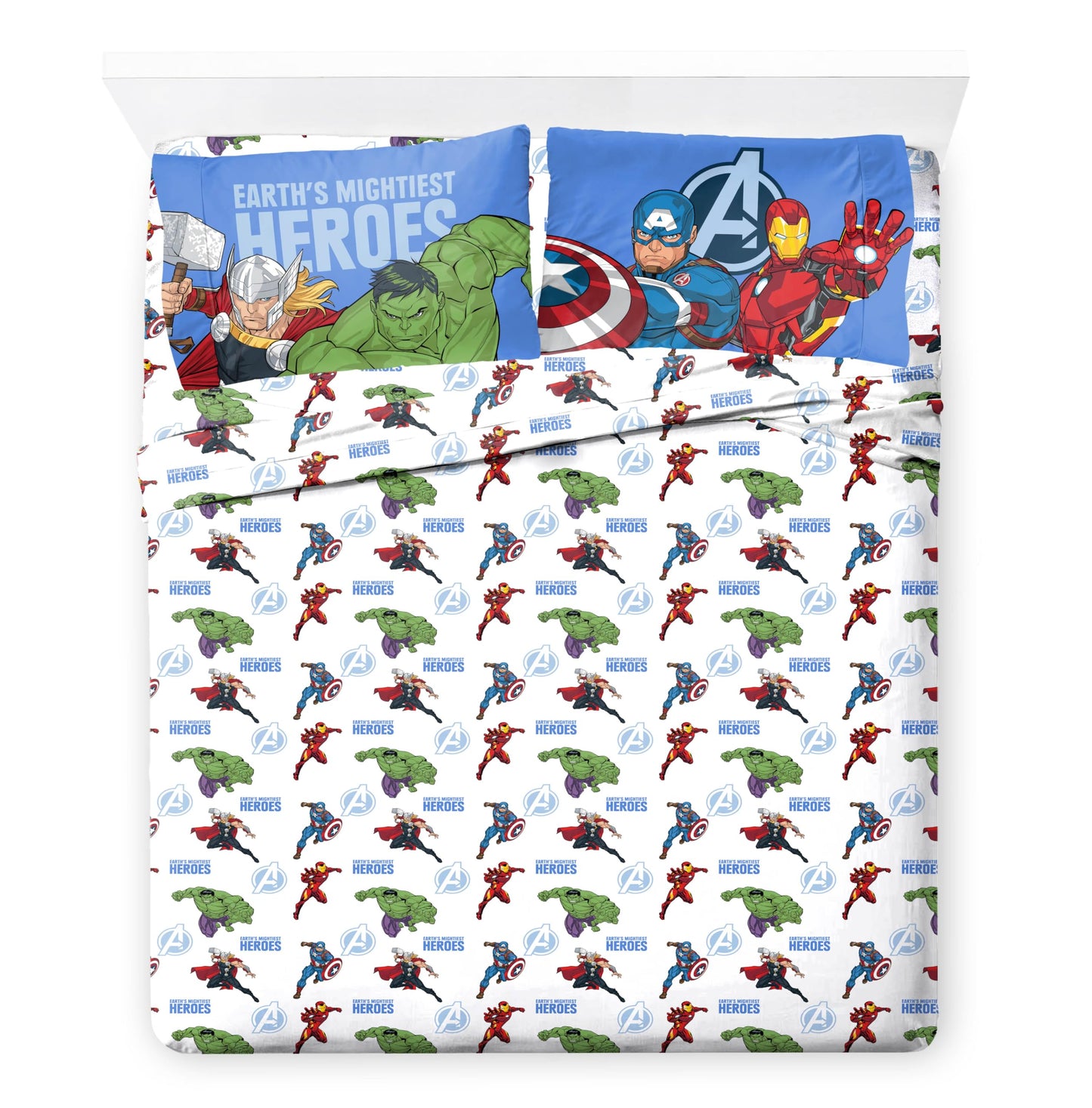 Jay Franco Kids Bed Set, Blue, Avengers, 7 Piece Full