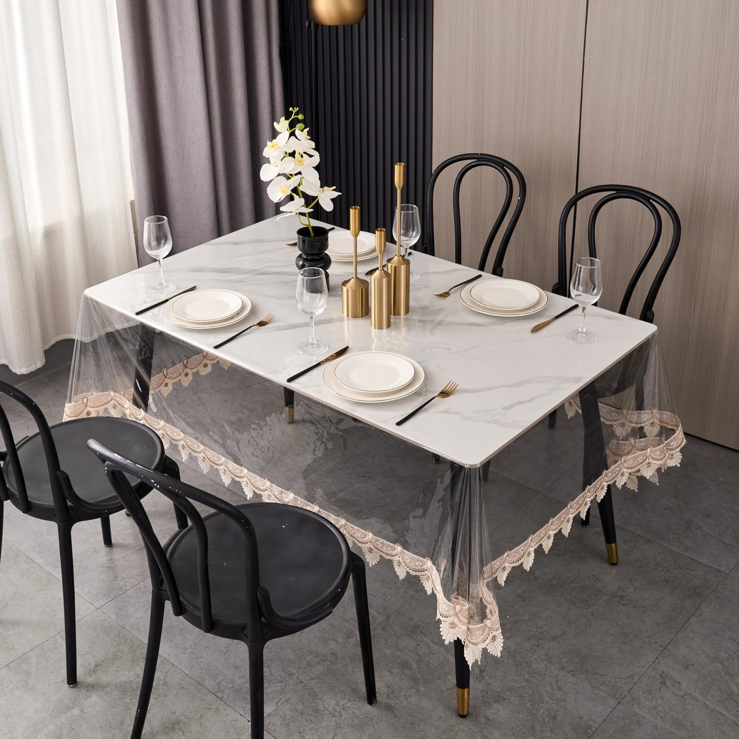 Pioggia Clear Vinyl Tablecloth Protector Waterproof/Oil-Proof PVC Table Cloth Transparent Sheet Table Cover (60'' x 120'' Rectangular)