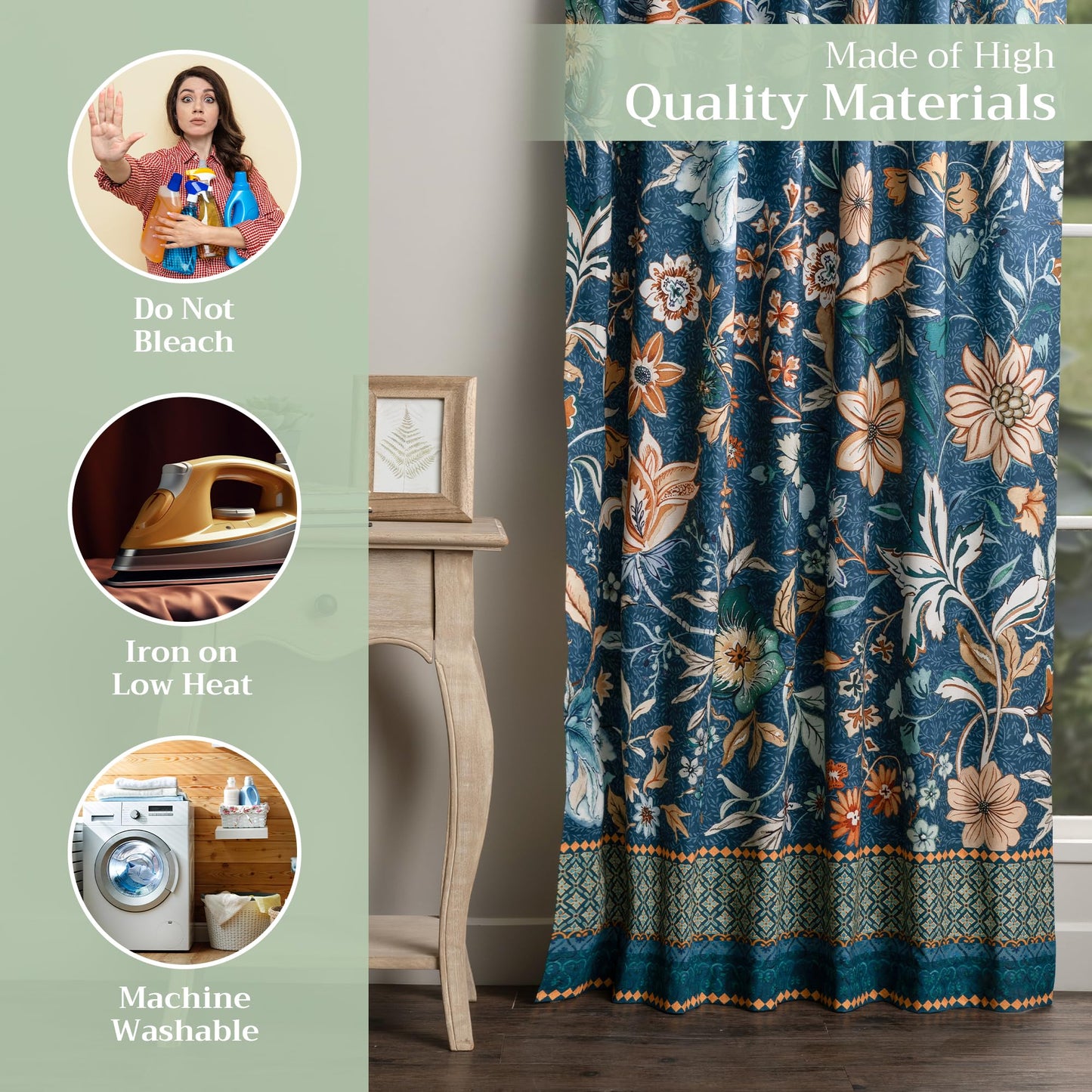 Maison d' Hermine Curtains for Living Room 100% Cotton 96 inch Length One Panel Light Filtering Curtains for Windows with Rod and Loop Pockets (Luxury Loft - Dark Teal, 50" W x 96" L)