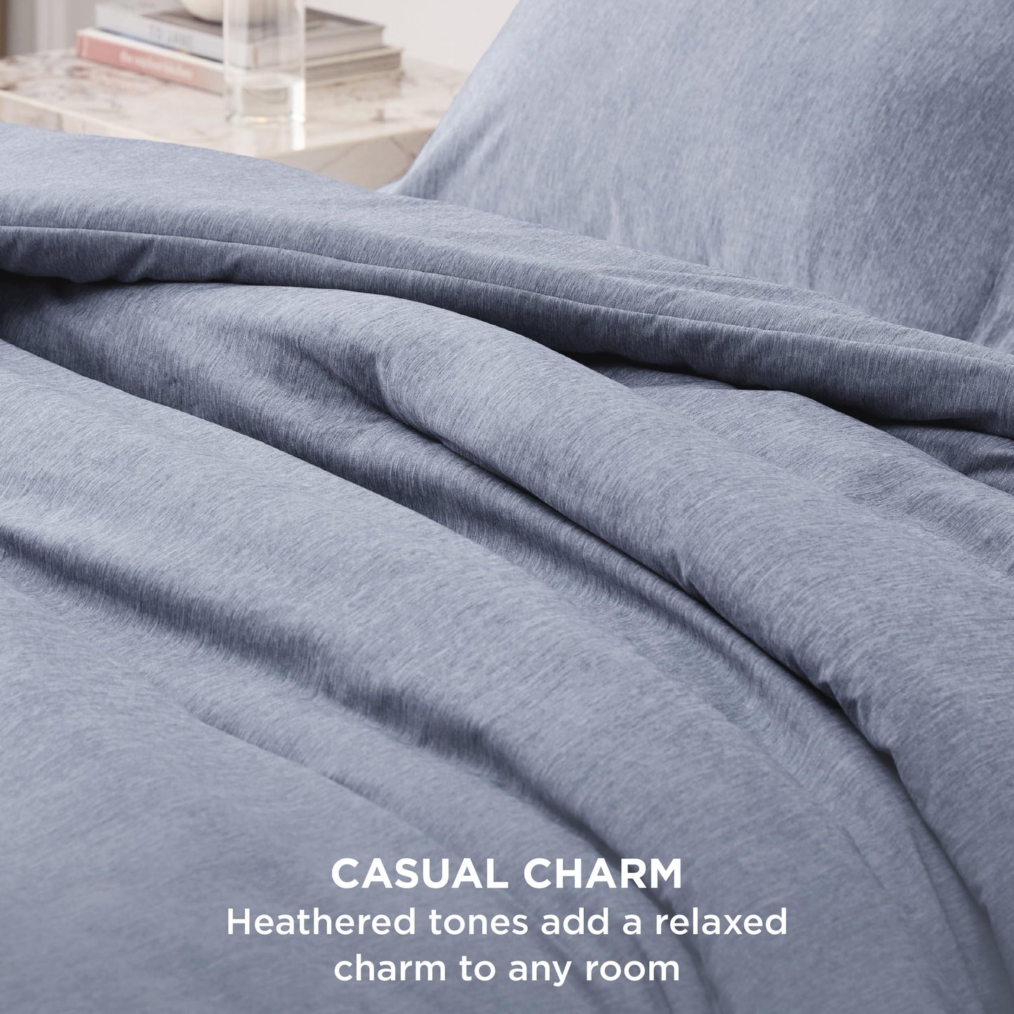Bedsure Queen Comforter Set - Navy Blue Soft Bedding for All Seasons, Cationic Dyed Bed Set, 3 Pieces, 1 Queen Size Comforter (90"x90") and 2 Pillow Shams (20"x26"+2")