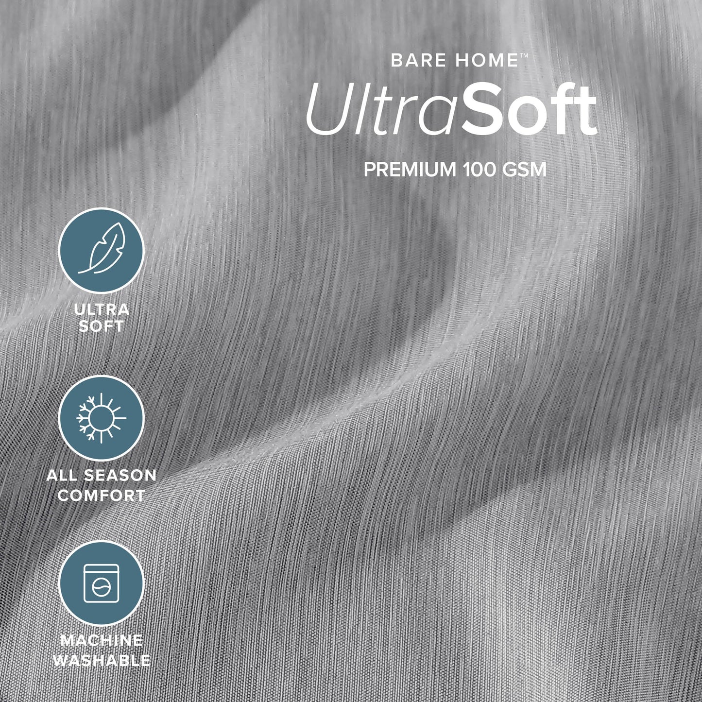 Bare Home Queen Sheet Set - Luxury 1800 Ultra-Soft Microfiber Double Brushed - Deep Pockets - Easy Fit - 4 Piece Set - Bedding Sheets & Pillowcases (Queen, Heathered Charcoal)