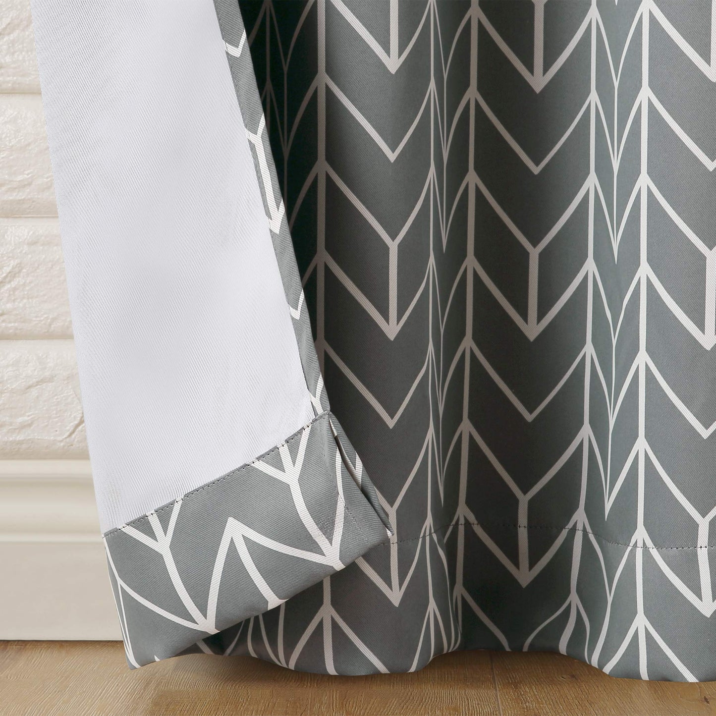 Sun Zero Kenwood Chevron Blackout Grommet Curtain Panel, Gray, 40"W x 84"L (1 Panel)