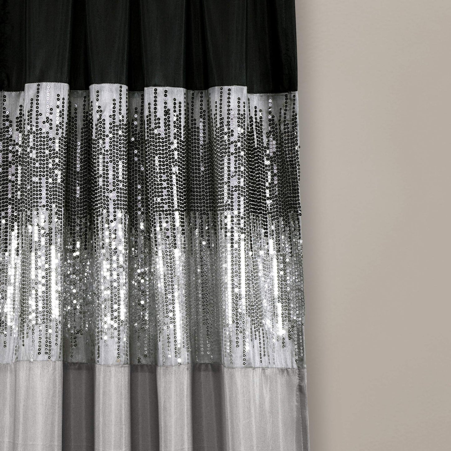 Lush Decor Night Sky Window Curtain Panel, Single 42"W x 84"L Black & Gray - Sequin Backdrop Curtain - Room Darkening Curtains For Bedroom - Glam Decor