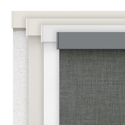AOSKY Linen Roller Blinds Shades for Indoor Windows Pull Down Cordless Blackout Black Out Window Shade 23 Inch Blinds for Home Dark Grey