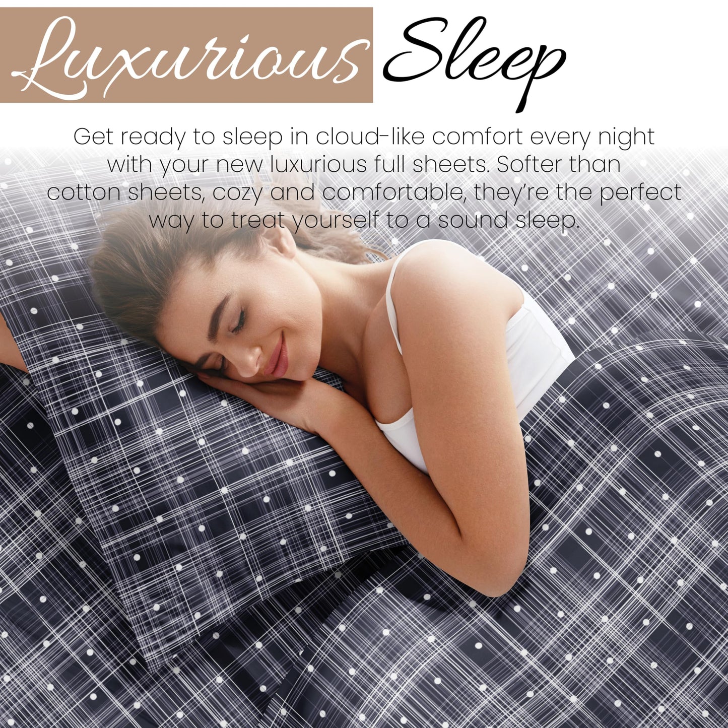 Linen Market 4 Piece Full Bedding Sheet Set (Navy Polka) - Sleep Better Than Ever with These Ultra-Soft & Cooling Bed Sheets for Your Full Size Bed - Deep Pocket Fits 16" Mattress