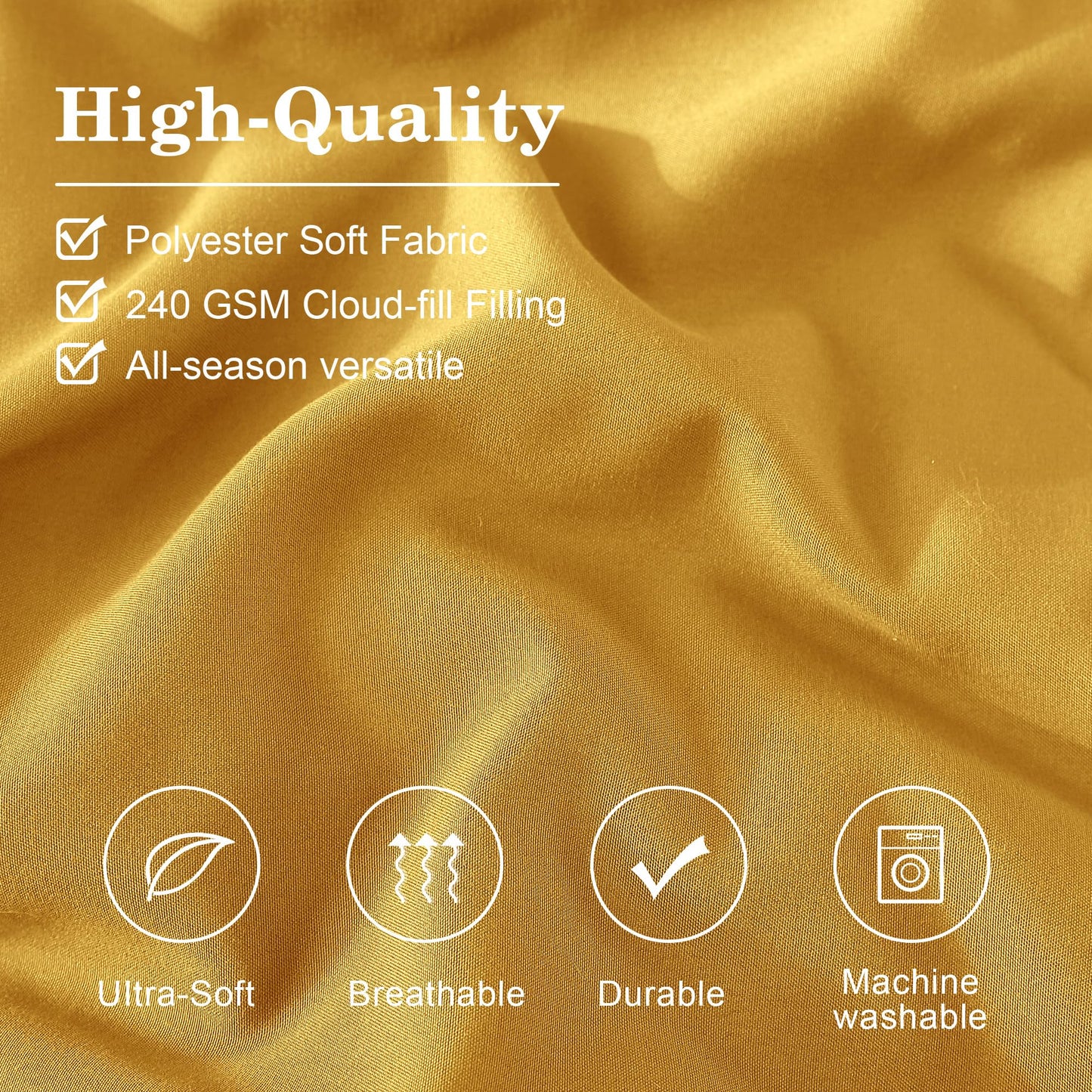 Monbix Queen Comforter Set - 7 Pieces Bright Yellow Bed in a Bag Queen Bedding Sets with Comforters, All Seasons Comforter Bed Set with Sheets,Pillowcases & Shams