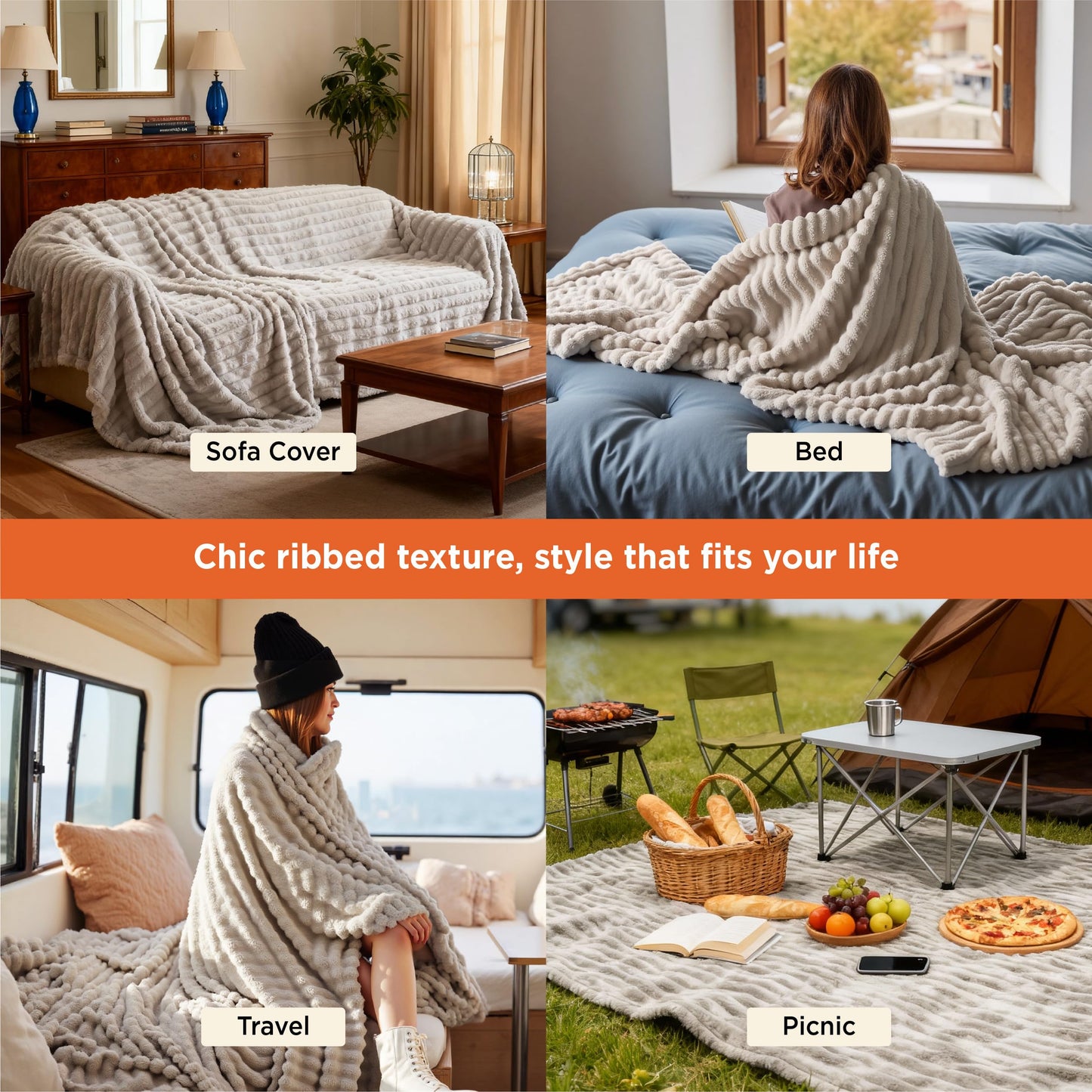 Bedsure GentleSoft King Size Blanket for Bed - Cozy Soft Blankets for Women, Cute Large Fleece Throws for Girls, Beige, 108x90 Inches