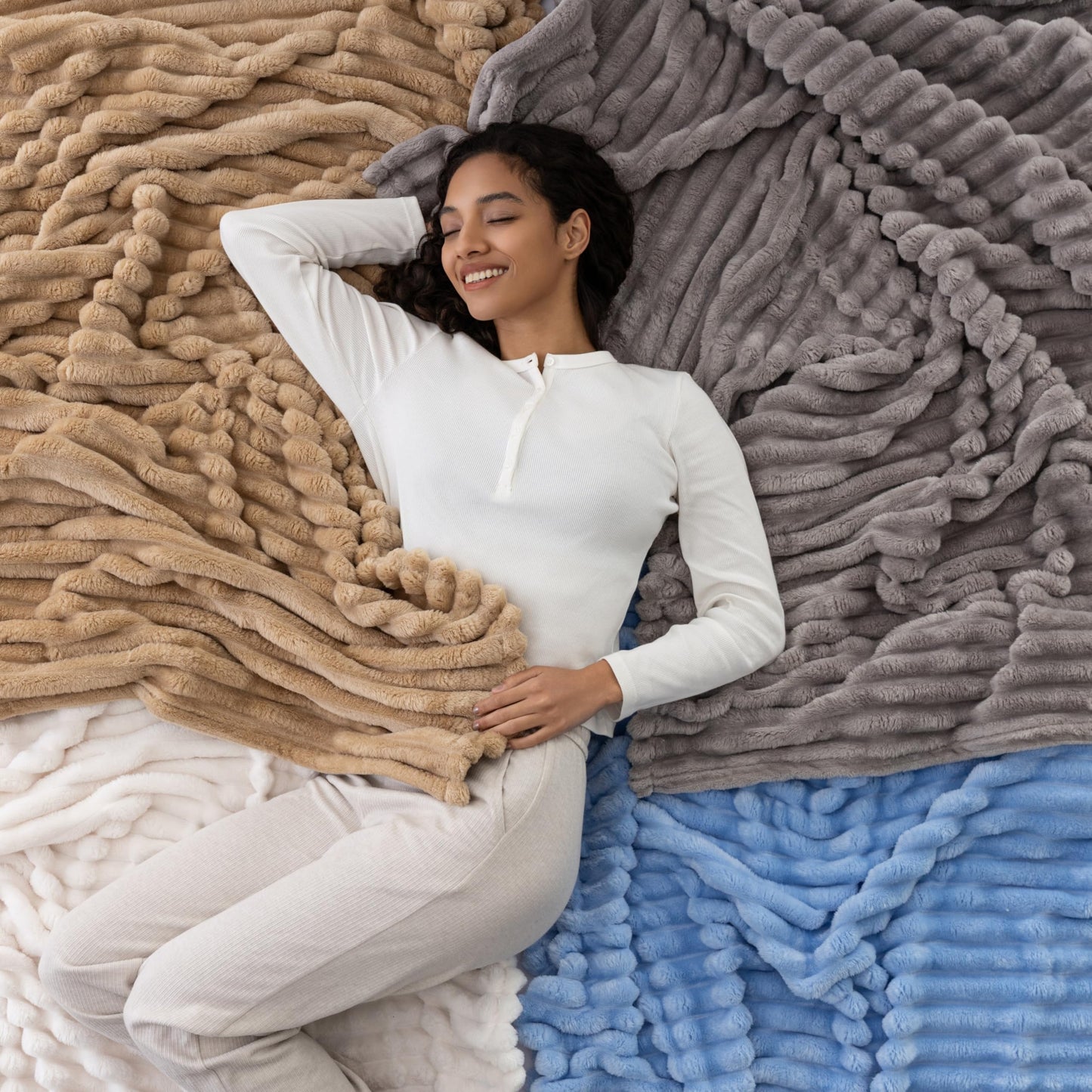 Berkshire Ribbed VelvetLoft® Throw – 330gsm Medium Weight Plush, Extra Soft & Warm Plush Throw Blanket for Bedroom, Couch, Travel – Durable & Easy Care(Stormy Weather, Throw Size 50" x 60")