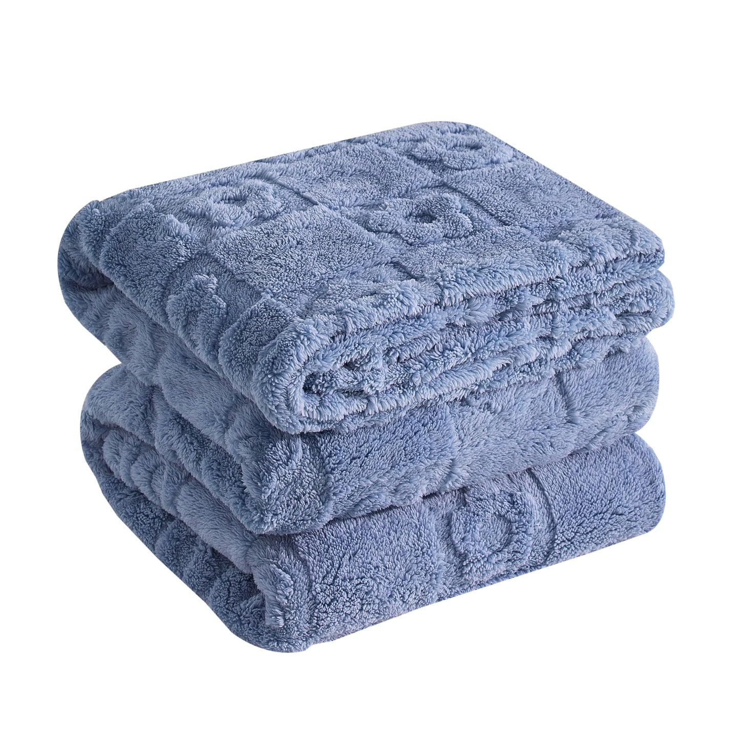 CLOUDS HUG Blue Throw Blanket for Couch - Soft Blankets for Women, Cute Small Farmhouse Fleece Blanket for Girls Gift, 50x60 Inches,3D Textured Flower