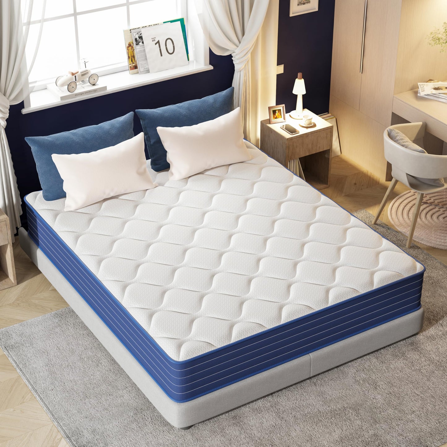 MOLPHIT Twin Mattress,12 Inch Twin Size Mattrress with 7-Zone Hybrid Twin Bed Mattresses,Pocket Sprung with Medium Firm for Body Support & Pressure Relief - 75 * 39in