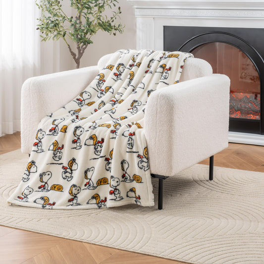 Berkshire Blanket Peanuts® VelvetLoft® Cute Character Snoopy Plush Throw Blanket,The Flying Ace,Throw 55 in x 70 in (Official Peanuts® Product)
