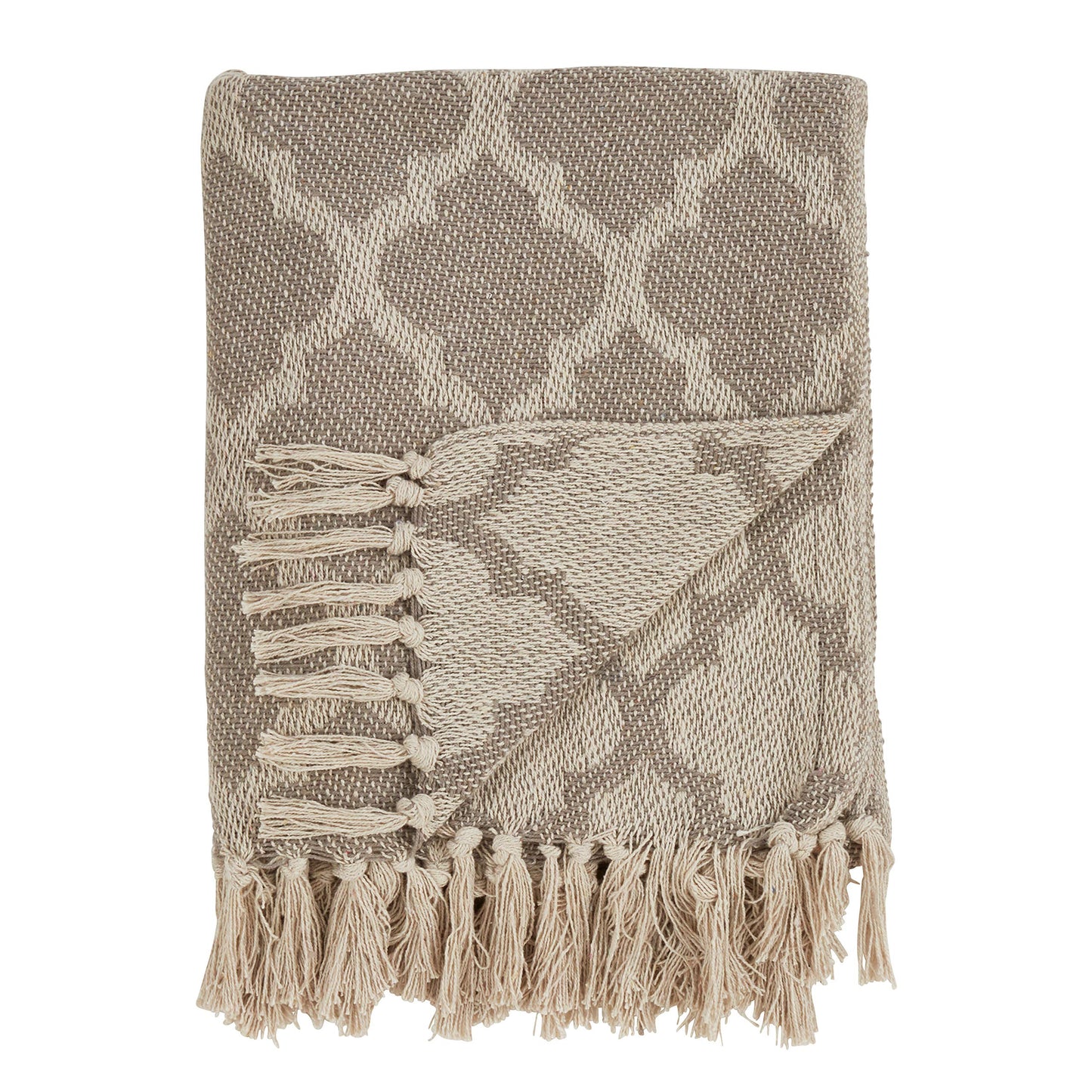 SARO LIFESTYLE Sevan Collection Moroccan Tile Cotton Throw, 50" x 60", Grey
