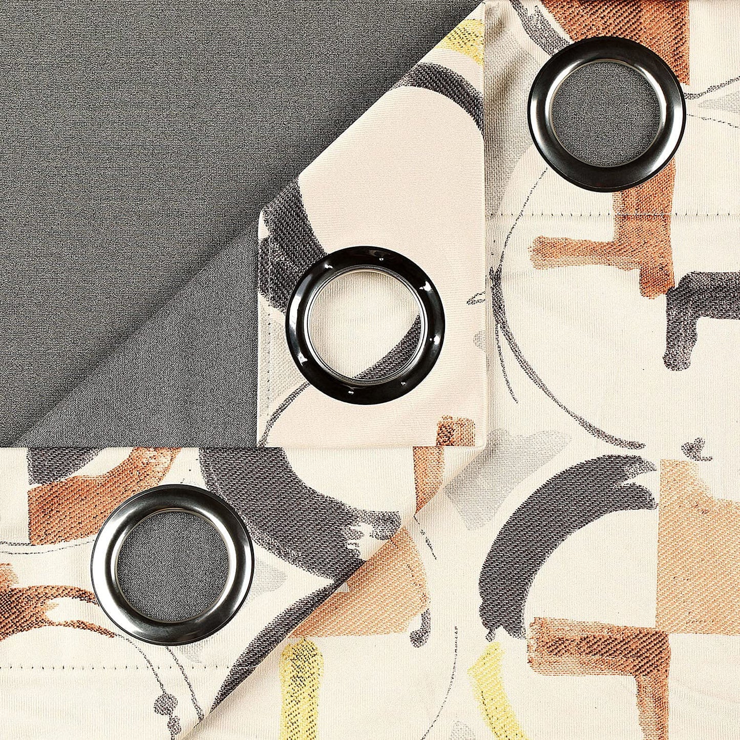 VOGOL Blackout Curtains for Bedroom, Brown Geometric Circles Print Curtains 84 inch Length Thermal Insulated Room Darkening Grommet Drapes for Living Room Home Theatre, 52 x 84 Inches, 2 Panels