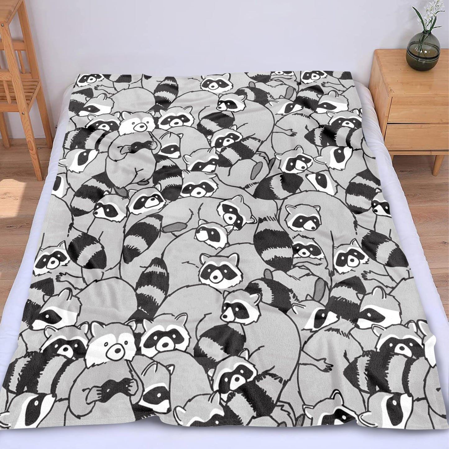 Raccoon Blanket Soft Cozy Lightweight Throw Blanket for Couch Sofa Bed Living Room Home Decor for Boys Girls Kids Adults Gift 50x60 inch