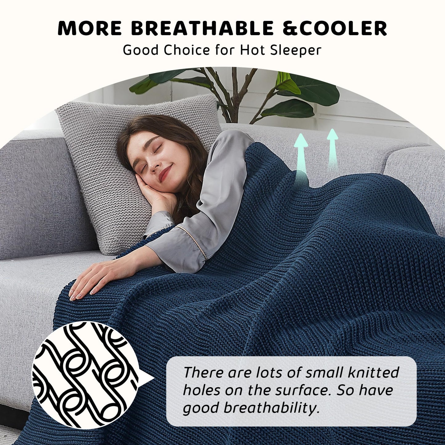 L'AGRATY Knitted Weighted Blanket - 48"x72" 12lbs Cooling Chunky Knit Heavy Blanket for Adults Braided Crochet Throw Thick Cable Yarn Knit Decorative Blanket No Beads Evenly Weighted Machine Washable