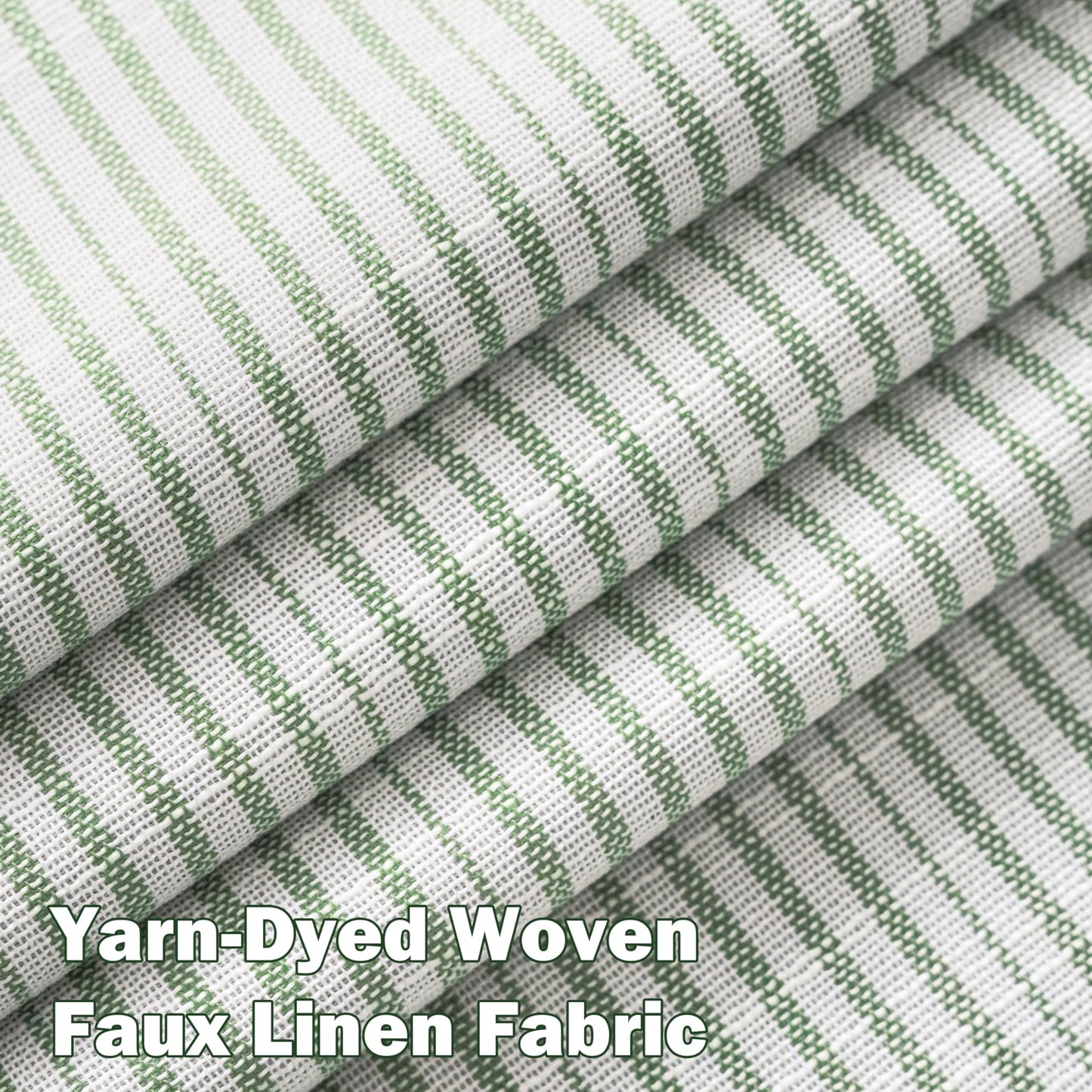 DriftAway 100% Blackout Linen Ticking Striped Curtains Double Layer Farmhouse Drapes 84 Inches Long for Living Room Bedroom Yarn Dyed Woven Thermal Insulated Rod Pocket Back Tab 2 Panels Loden Green