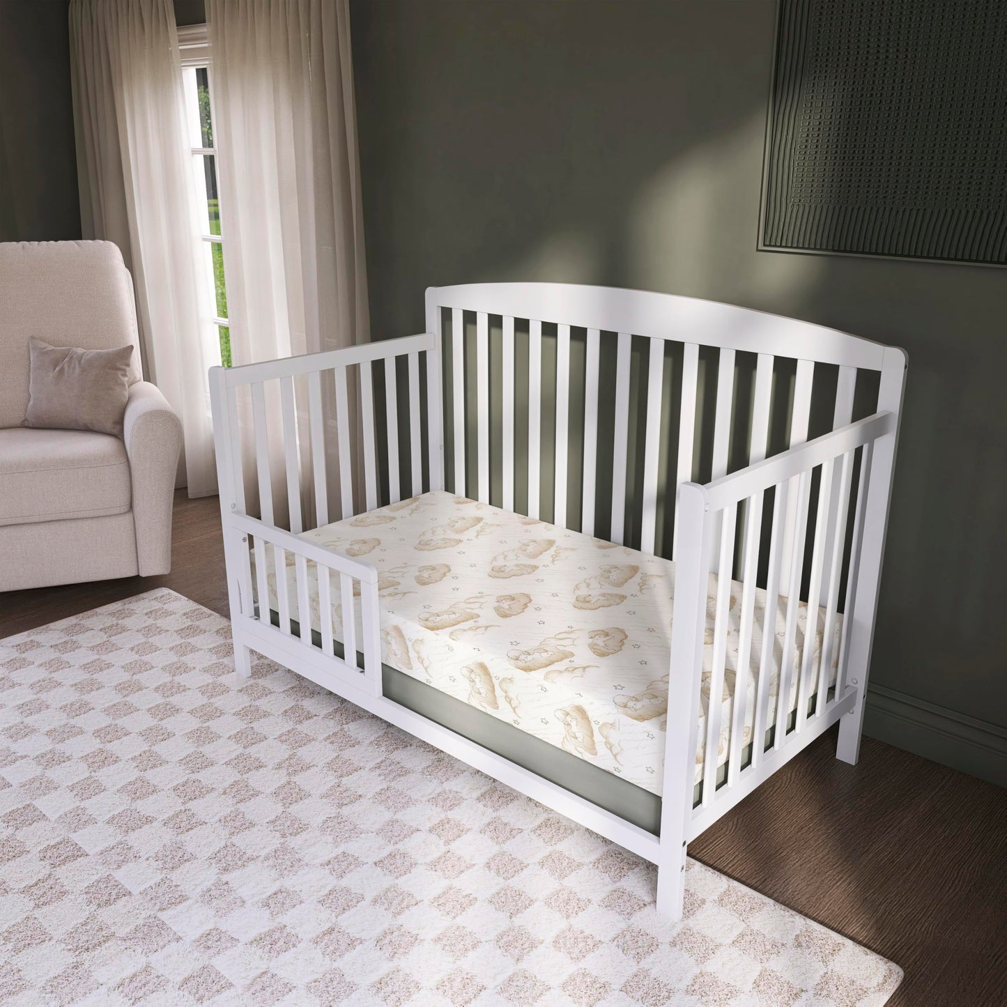 Dream On Me Little Lullaby 2-in-1 Crib Mattress, Dual-Sided for Infants & Toddlers, Waterproof Cover, GREENGUARD Gold Certified, Fits Full Size Crib & Toddler Bed, 52” x 28” x 5”