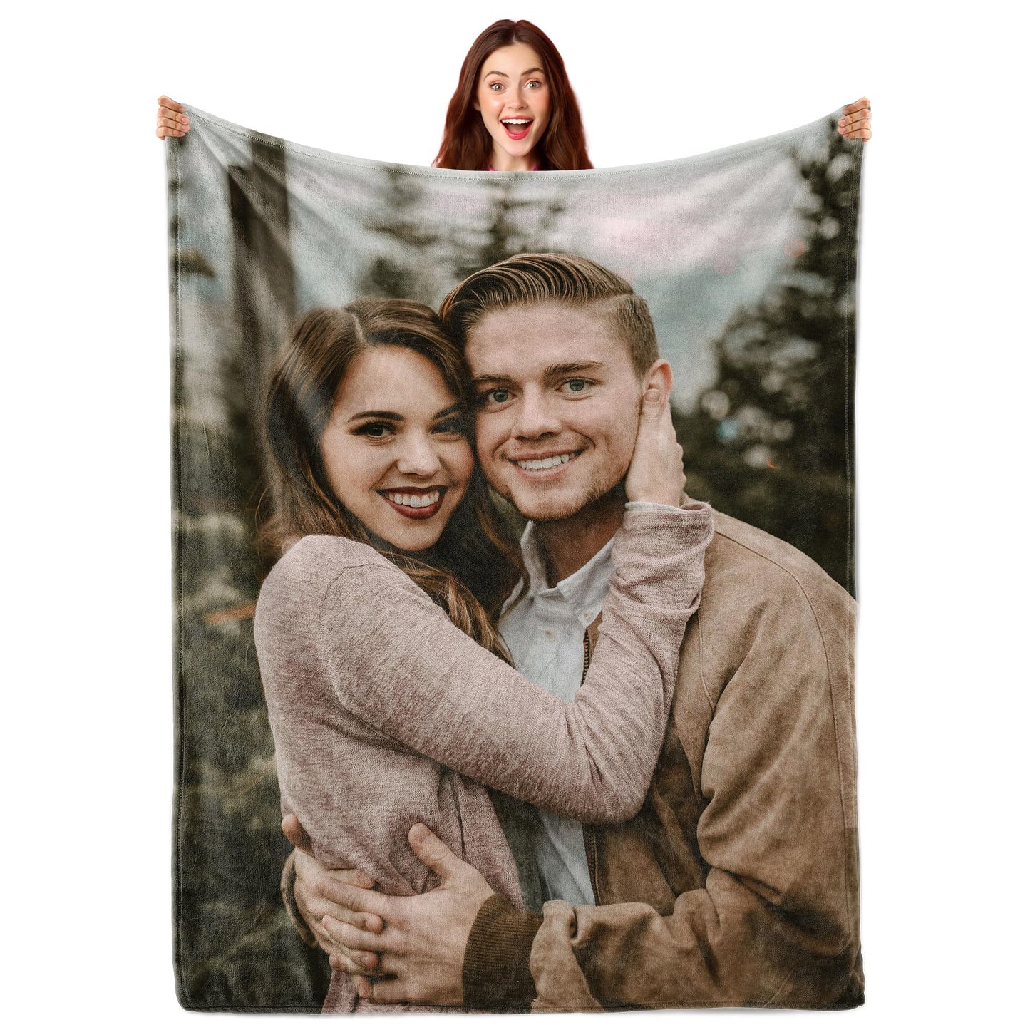 Ship Next Day Custom Blanket with Picture Customized Photo Blankets Customize Customizable Blanket Personalized Valentines Day Funny Gifts for Him Her Couple Girlfriend Boyfriend Mom Dad Wife Husband