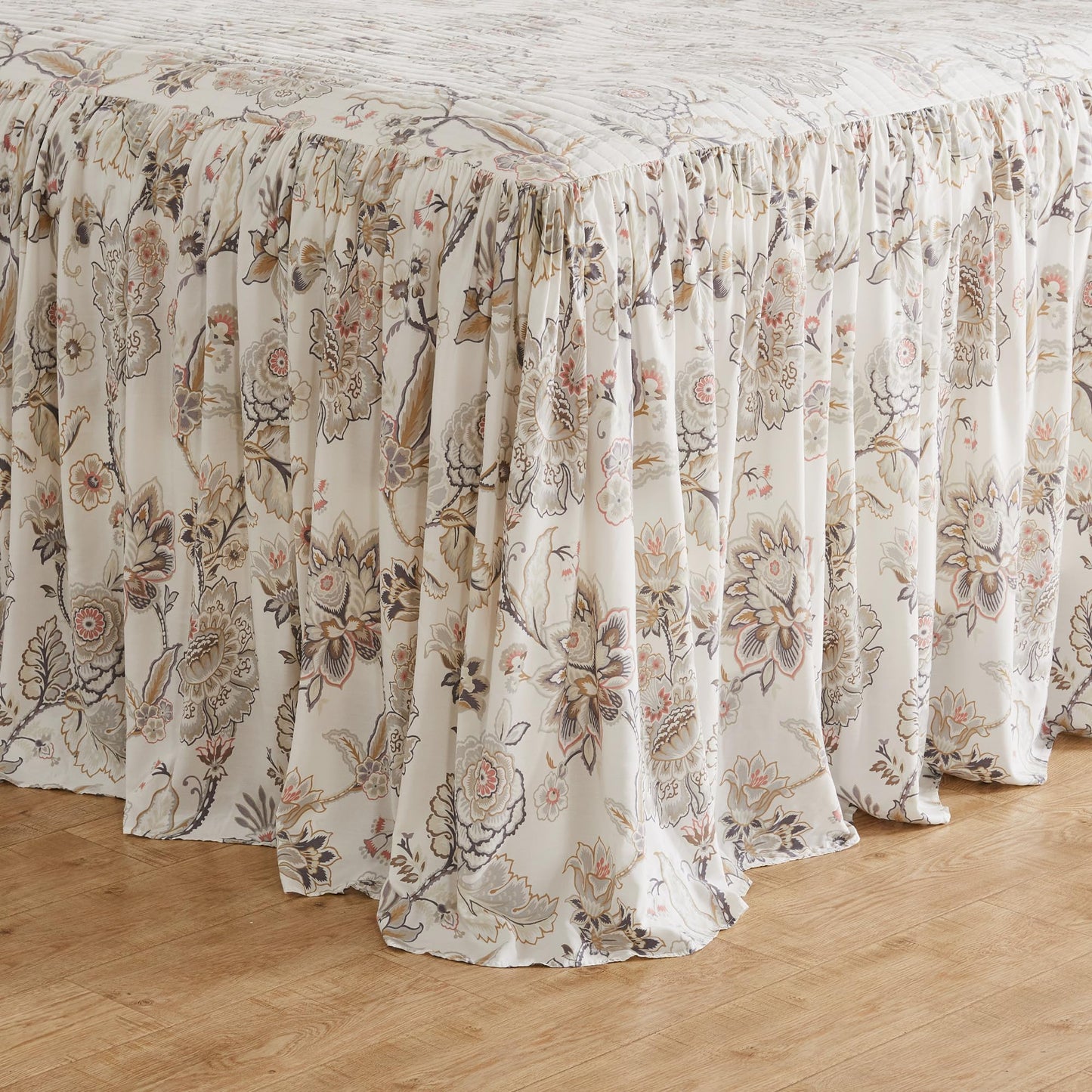 Levtex Home Ophelia Blush Reversible King Bedspread Set (120x106in) with 2 Pillow Shams (36x20in) - Floral Bedding - Blush, Grey - Rayon King Size Bedspread Set - Soft, Pre-Washed