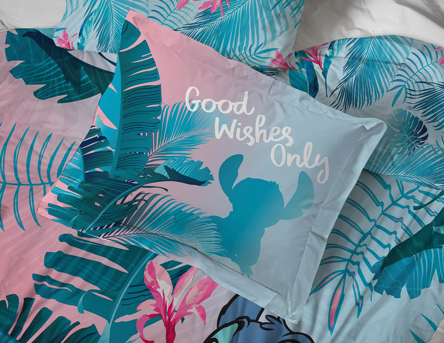 Jay Franco Disney Lilo & Stitch Floral Fun 5 Piece Twin Bed Set - Includes Reversible Comforter & Sheet Set Bedding - Super Soft Fade Resistant Microfiber