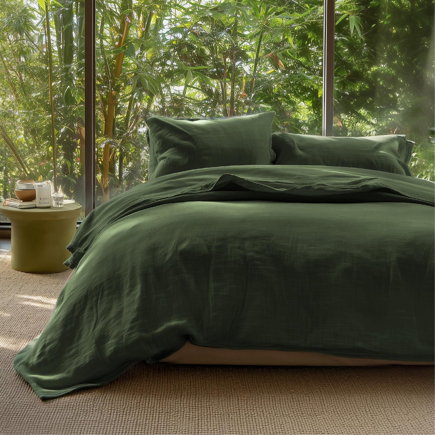 Bedsure Muslin Duvet Cover King Size - Cotton Blend Viscose Derived from Bamboo, Cooling Duvet Cover, PureWoven Ultra-Soft & Breathable Bedding Set for All Seasons (Olive Green, 104"x90")