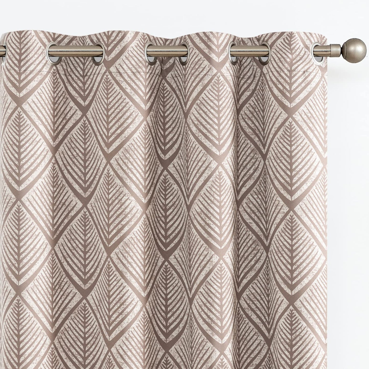 jinchan 80% Blackout Curtains for Living Room, Geometric Patterns Drapes for Bedroom, Window Treatments for Room Darkening, Grommet Top Thermal Insulated Curtains 84 inch Length 2 Panels Set, Brown