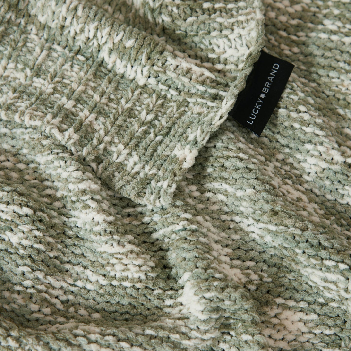Lucky Brand Logan Taupe/Sage Chenille Knit 50"X70" Throw Blanket - Luxurious Soft Blanket for Ultimate Comfort and Cozy Warmth