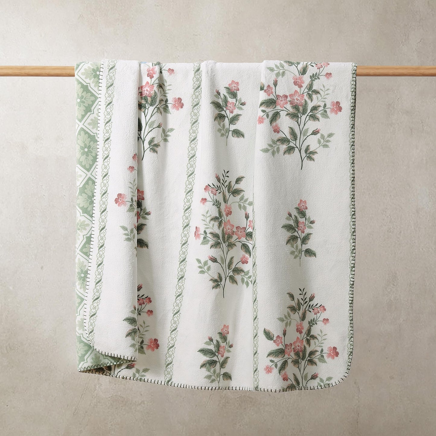 Floral Reversible Throw Blanket, Coco Flannel Bed Blankets for Women Gifts