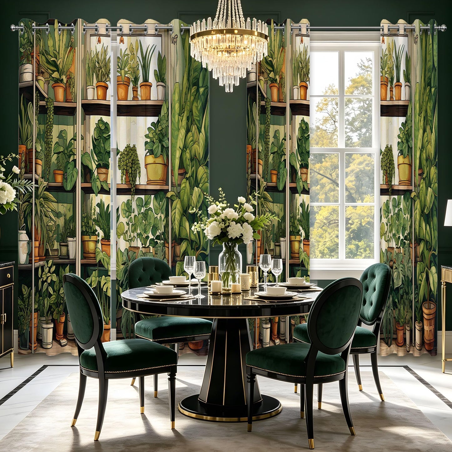 soeeao Green Botanical Blackout Curtains Patterned Vintage Plant Window Drapes for Bedroom Living Room, 84 inch Length 2 Panels Set, 52x84 inch