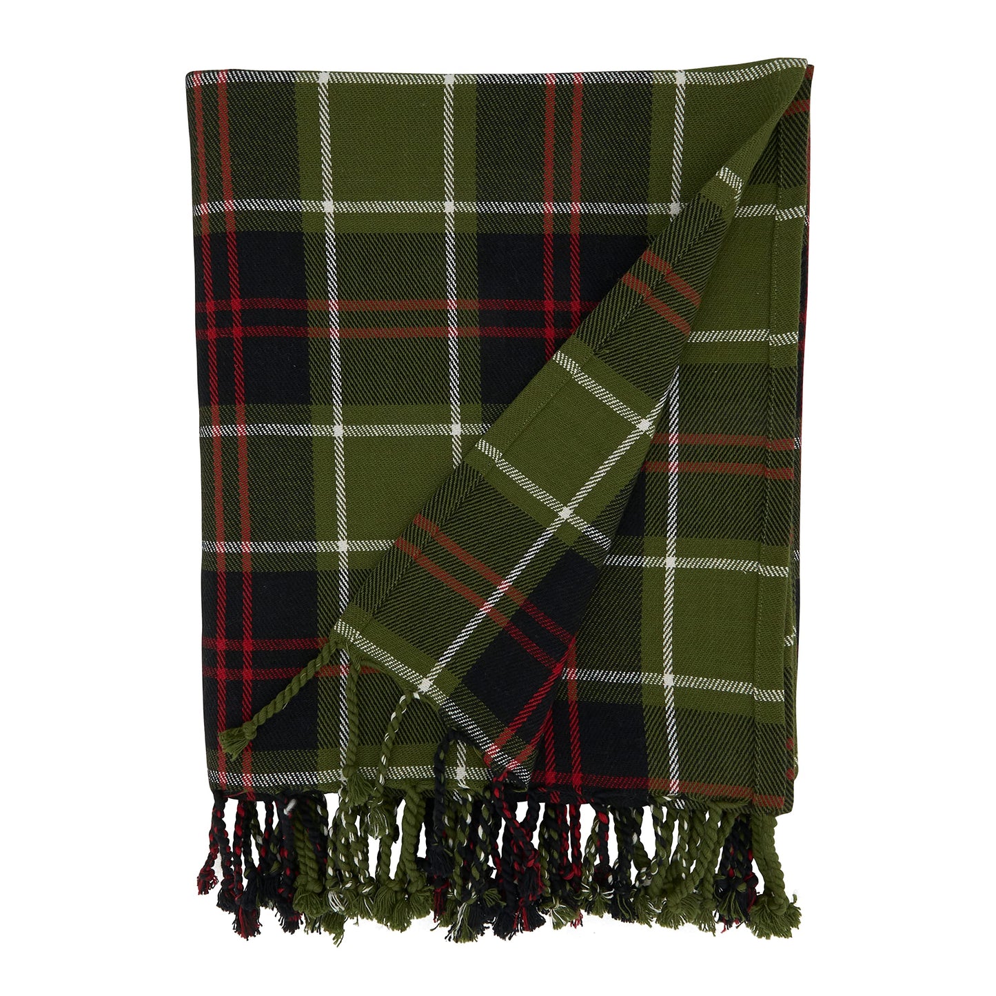 SARO LIFESTYLE Plaid Cotton Throw