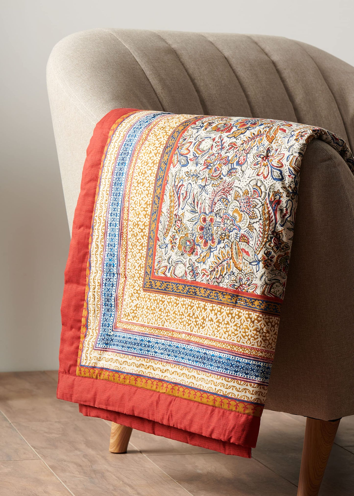 Maison d' Hermine Throw Blanket for Couch Lightweight Soft Warm Breathable Cotton Throw Blankets for Bed Girls Boys Women Men Gifts Sofa Travel Living Room Spring Summer (Jaipur, 60" X 80")