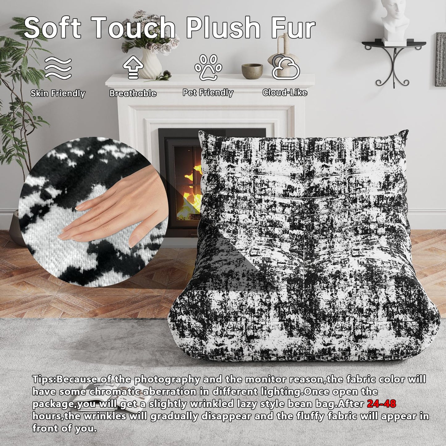 WHGBJA Bean Bag Chair for Adults, Lazy Bean Bag Sofa for Bedroom, Living Room, Reading, Gaming Floor Sofa Chair, Boneless, Comfy