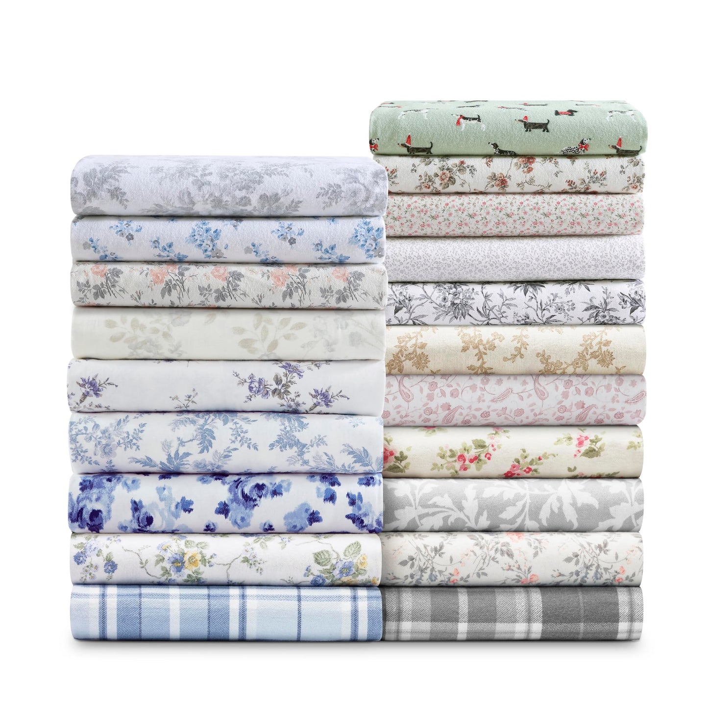 Laura Ashley - Flannel Sheets King Size, Anti-Pilling & Wrinkle Resistant Cotton, Touchably Soft for All-Season Comfort - Bed Sheets with Matching Pillowcases & Fitted Sheet (Audrey Blue)