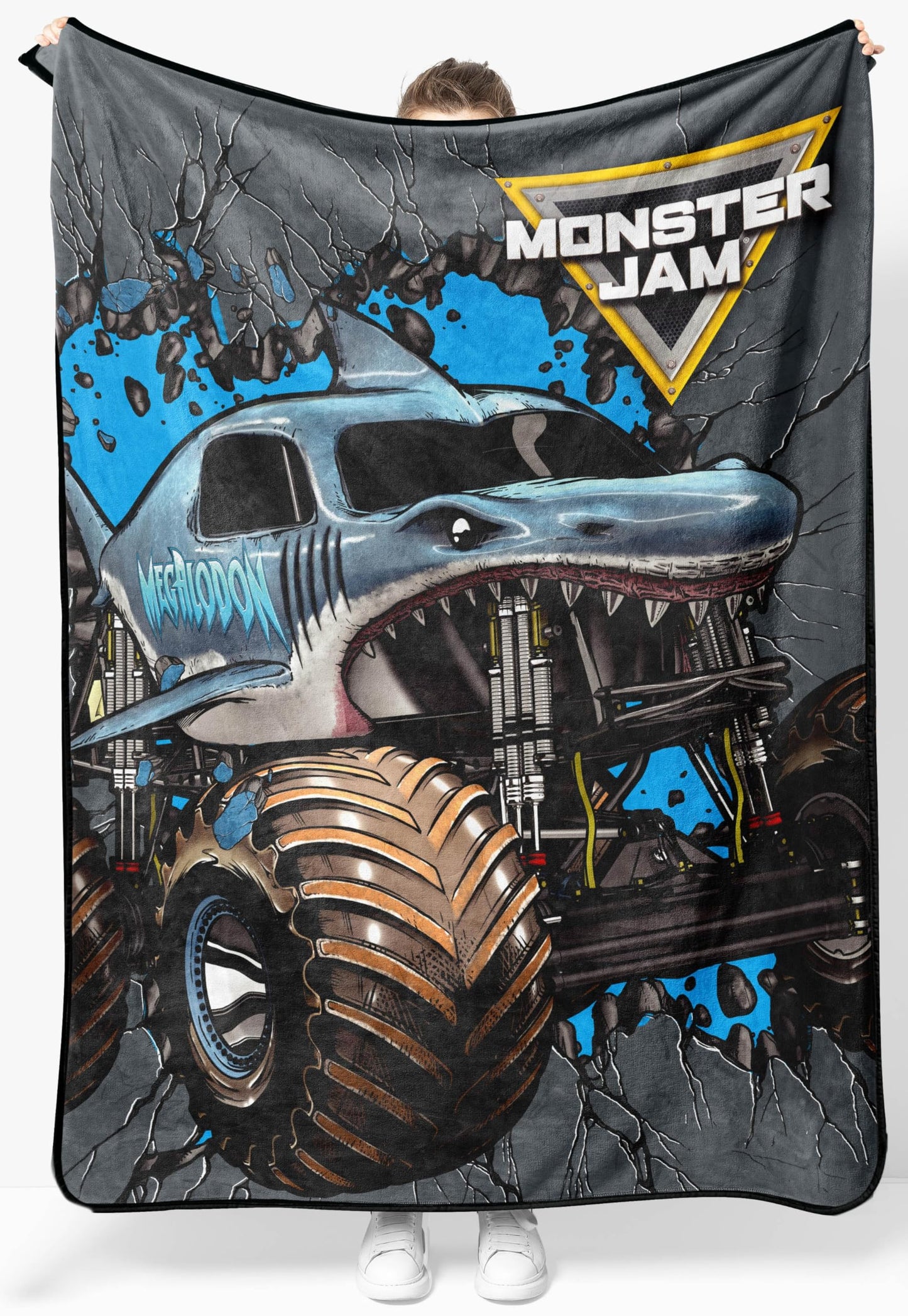 Jay Franco Monster Jam Megalodon Kids Throw Blanket 46x60 - Super Soft Cozy Fleece Microfiber, Fade Resistant, Machine Washable for Couch & Bed, Gift for Kids (Official Licensed Product)