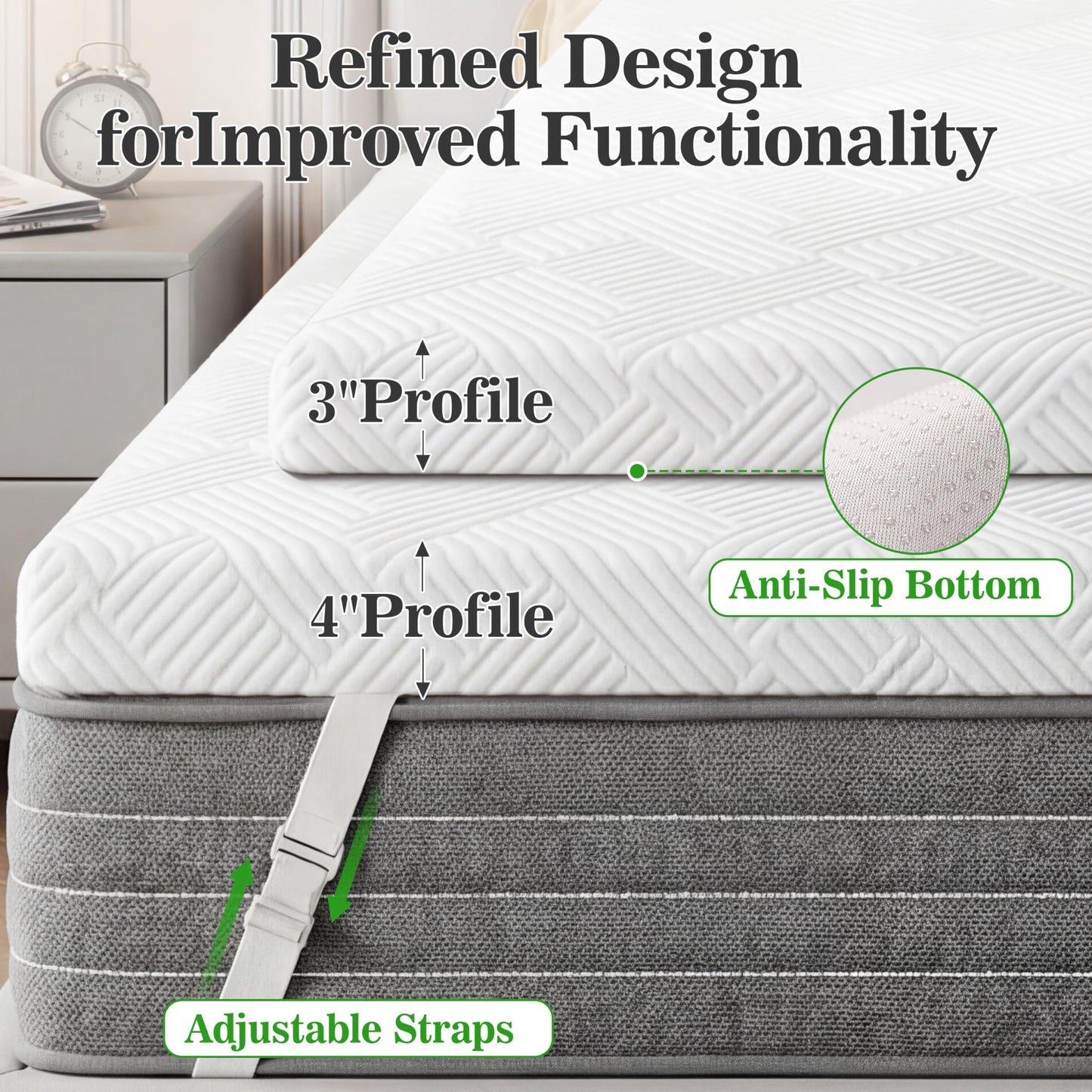 Extra Firm Mattress Topper 4 Inch Twin, Gel Memory Foam Bed Topper Pain Relief, Mattress Pad for Extra Support, Washable Cover with Anti-Slip Straps, CertiPUR-US Oeko-Tex Certified 38"x 75"