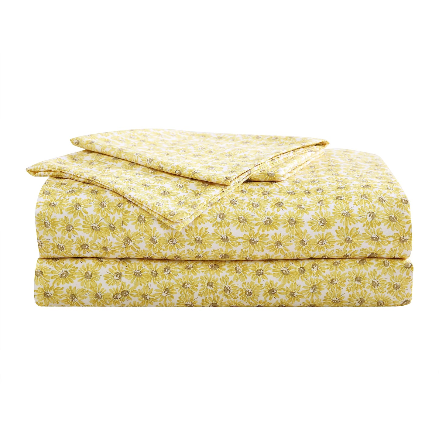 Betsey Johnson - Queen Size Sheet Set, Ultra-Soft & Lightweight Bedding with Pillowcases, Fully Elastic Fitted Sheet, Deep Pocket, Floral Room Decor (Sunflower Field Yellow)