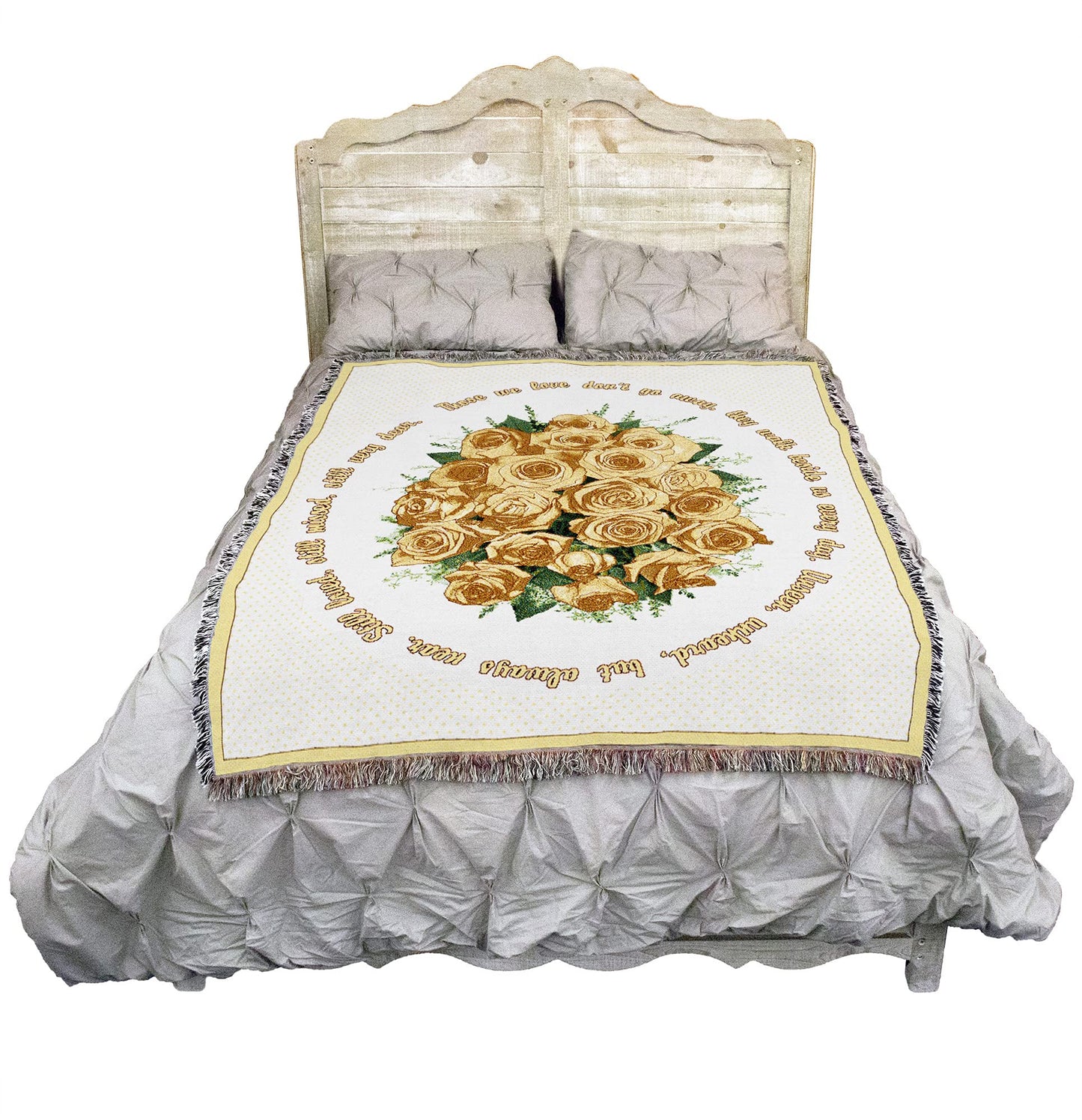 Pure Country Weavers Bundle of Yellow Roses Blanket - Those We Love Don't Go Away - Sympathy Bereavement Gift Tapestry Throw Woven from Cotton - Made in the USA (72x54)