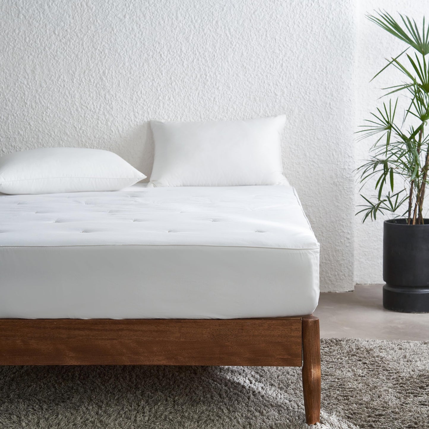 Simple&Opulence Cooling Quilted Mattress Pad – Fitted Sheet Mattress Protector Cover with Elastic Corners, Soft & Breathable, 16 Inch Deep Pocket (White, Twin)