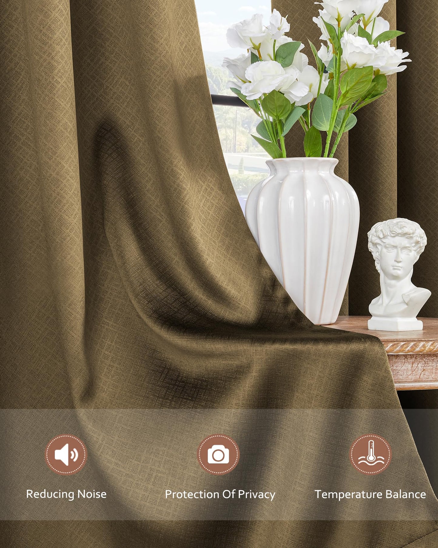 MISSTIAM Gold Blackout Curtains for Bedroom and Living Room 2 Panels Set 84 inches Length Thermal Insulate Curtains, Cold or Heat and Full Light Blocking Curtains