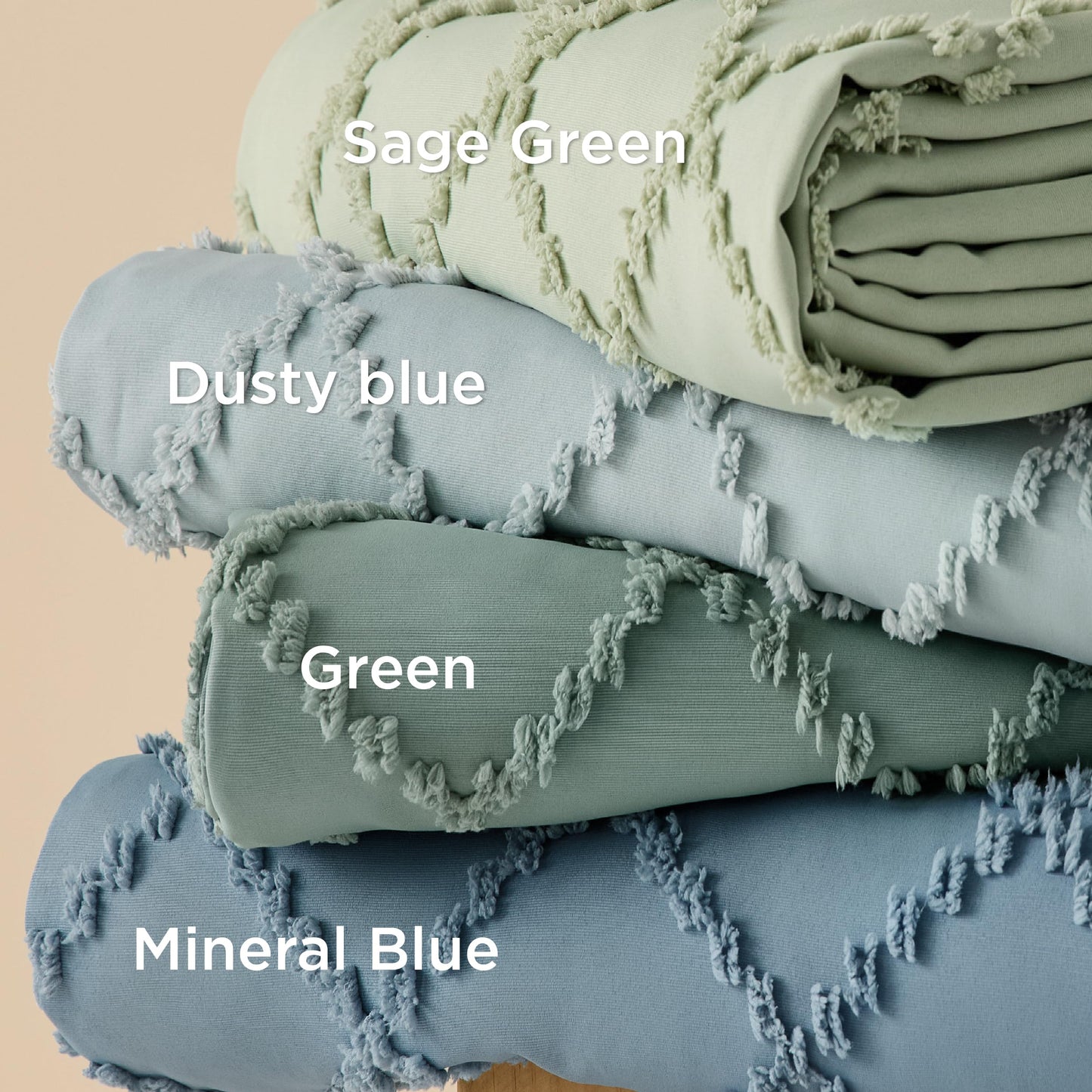 Bedsure Boho Duvet Cover Queen Size - Sage Green Breathable & Soft Boho Bedding, Machine Washable Comforter Cover for All Seasons, Includes 1 Duvet Cover 90"x90" with 2 Pillow Shams & Zipper Closure