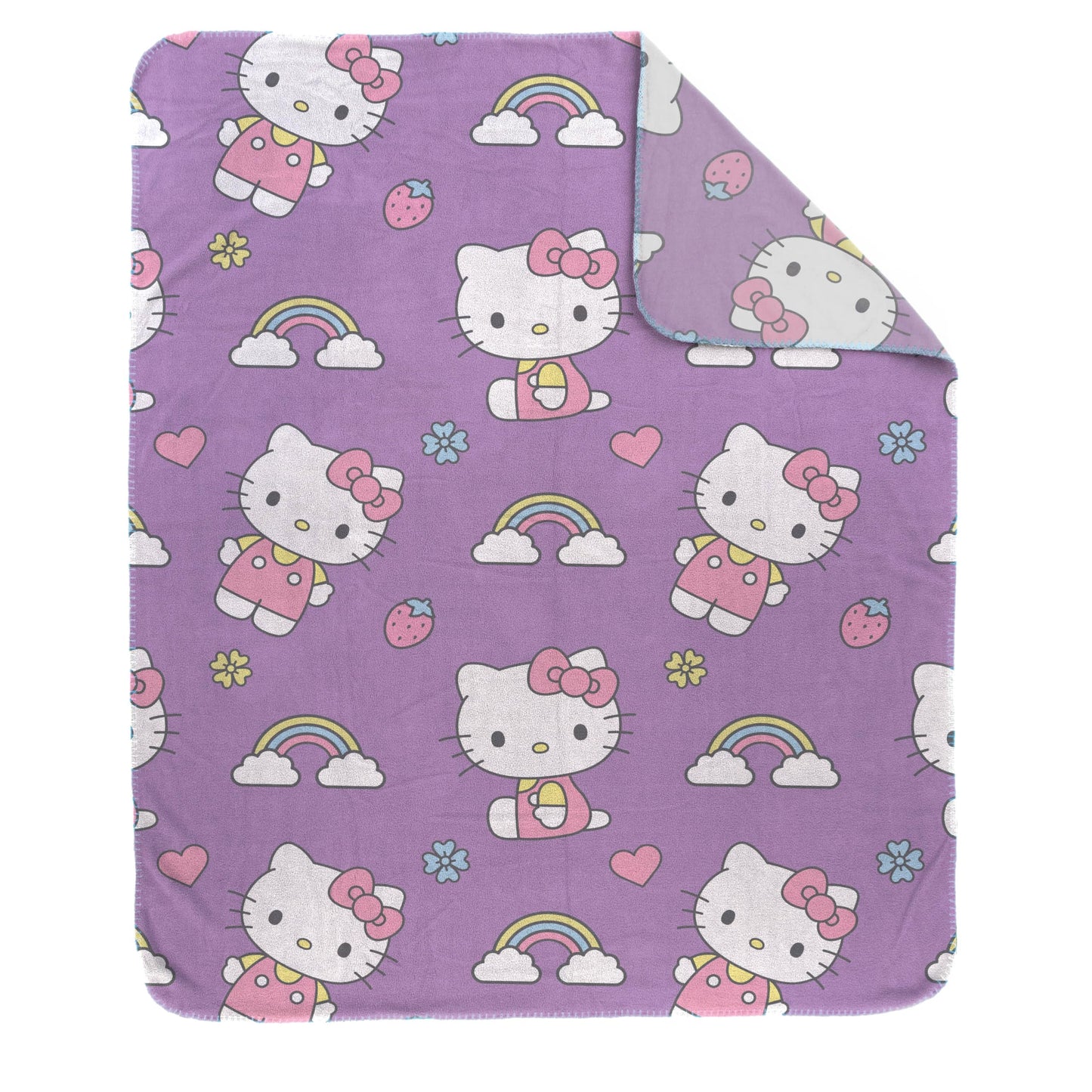 Jay Franco Plush Throw Blanket – Soft & Cozy Fleece Throw for Bedroom & Couch Décor, Official Licensed Product, Purple - Hello Kitty, 40x50 - Travel Blanket