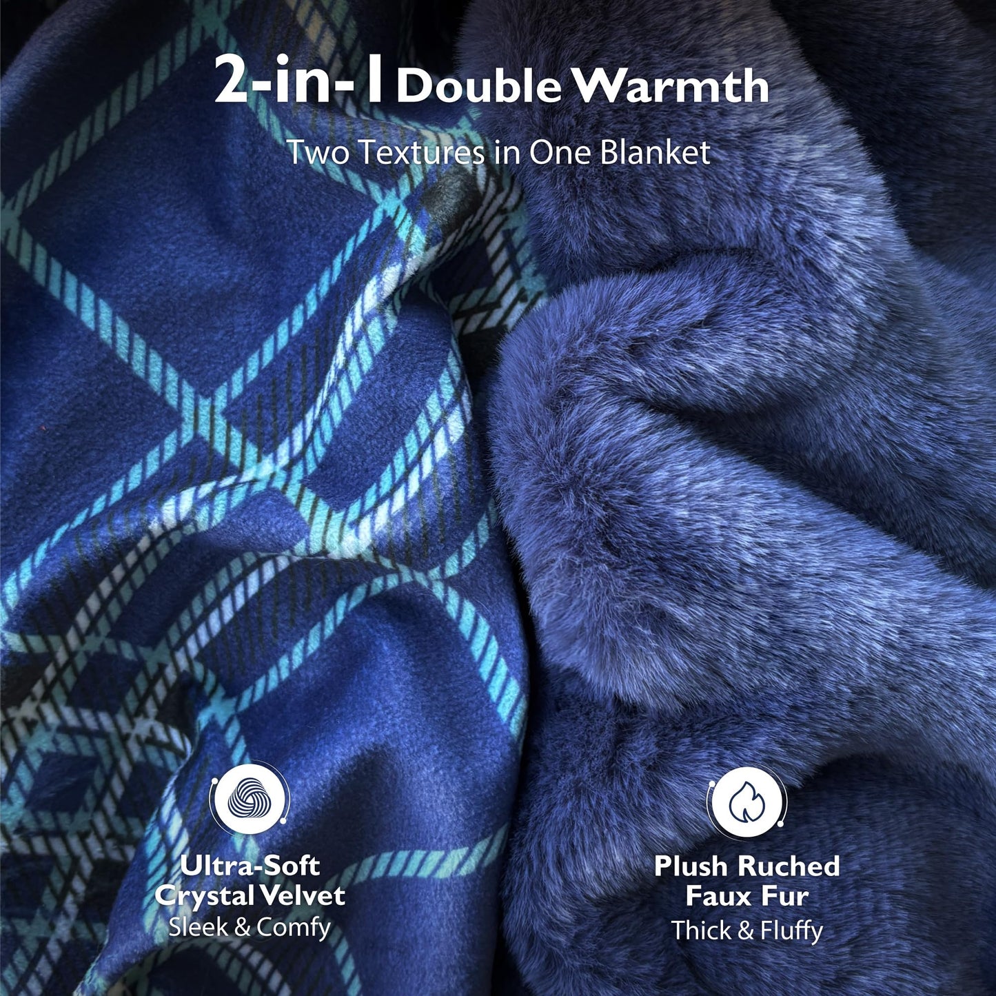ALPHA HOME Blanket Soft Throw Blanket, Lightweight Fluffy Throw Blanket Throw Size, Luxury Home Decor Throw Blankets for Couch, Sofa, Bed, Blue