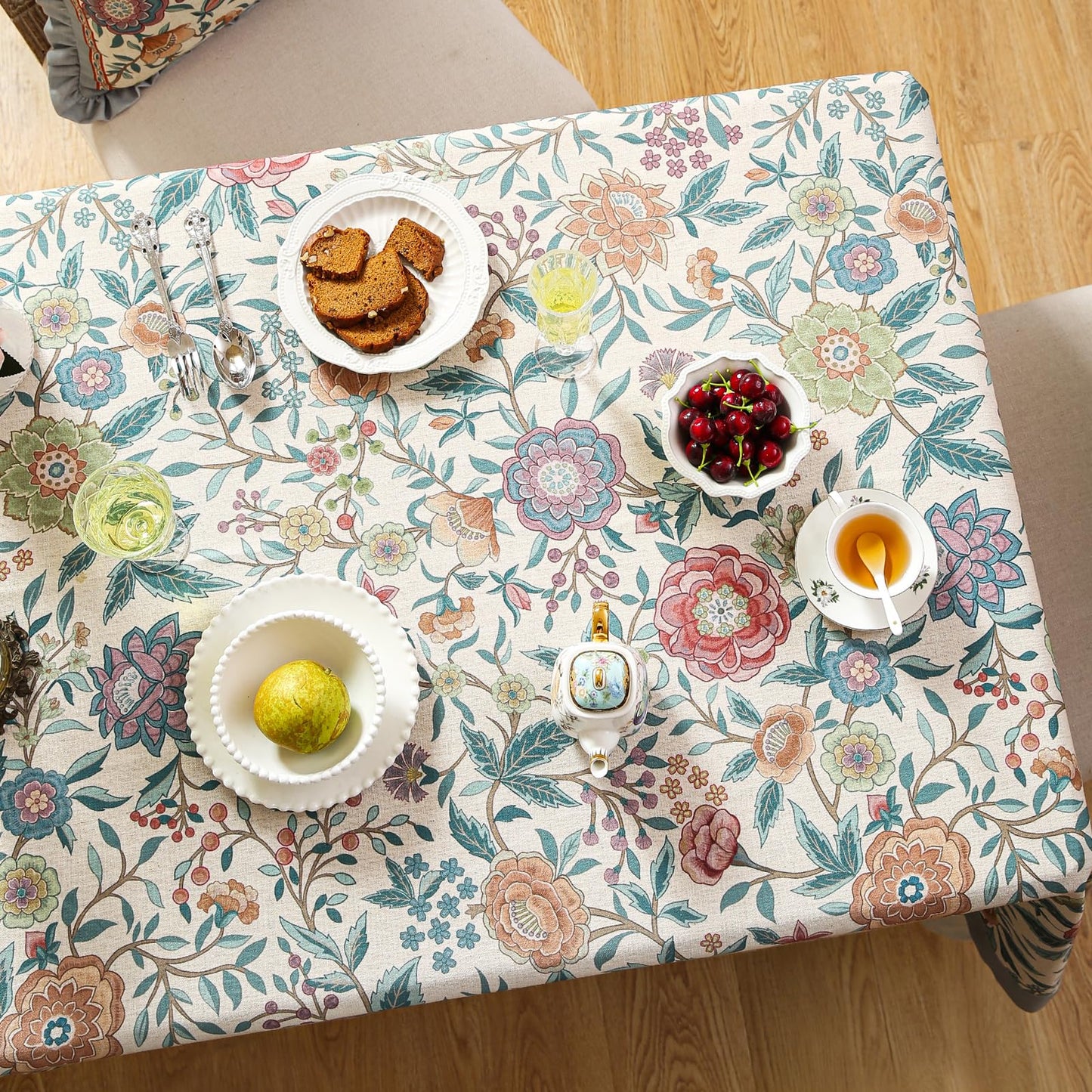 bilin gaier Vintage Linen Rectangular Tablecloth,87"x55"-Flowershadow A
