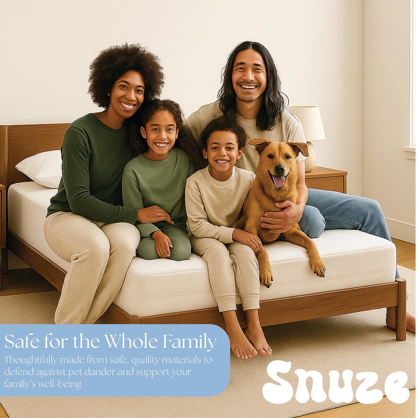 Snuze Total Protection Mattress Encasement Queen Size, 6-Sided Waterproof Mattress Cover Zippered Encasement for Allergen and Dust Protection, Machine Washable, Fits Up to 15” Deep Mattress