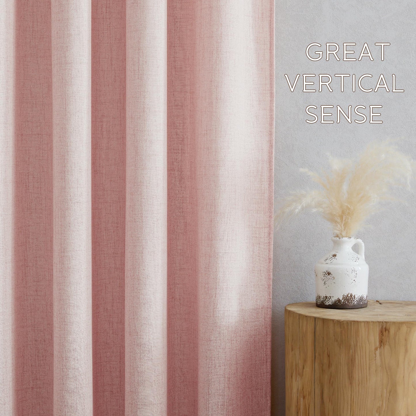 NICETOWN Blush Pink Linen Blended Curtains 63 Inch for Baby Bedroom, Light Filtering Semi Sheer Burlap Curtains Farmhouse Grommet Privacy Window Drapes for Nursery, 2 Panels (52 x 63 Inch)