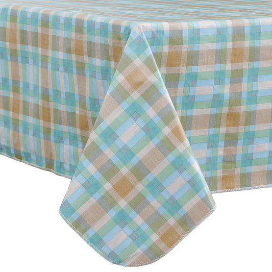 Walrus Heavy Duty Vinyl Tablecloth with Flannel Backing Waterproof Oil-Proof Plastic Table Cloth Stain-Resistant Wipeable Table Cover for Indoor and Outdoor (Multicolored Checkered,54x54 Inch)