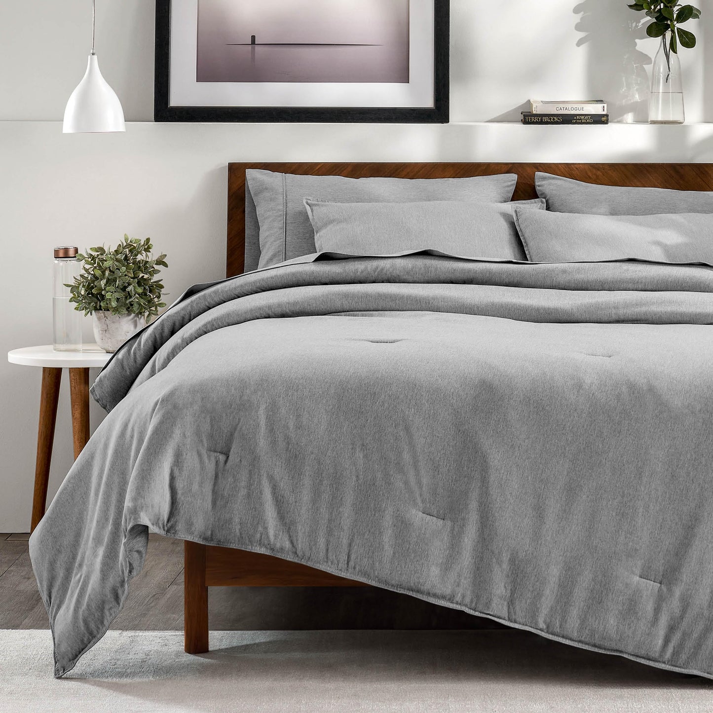 Bare Home Bed-in-A-Bag 5 Piece Comforter & Sheet Set - Twin XL - Goose Down Alternative - Ultra-Soft 1800 Premium Bedding Set - Cationic (Twin XL, Heathered Charcoal)