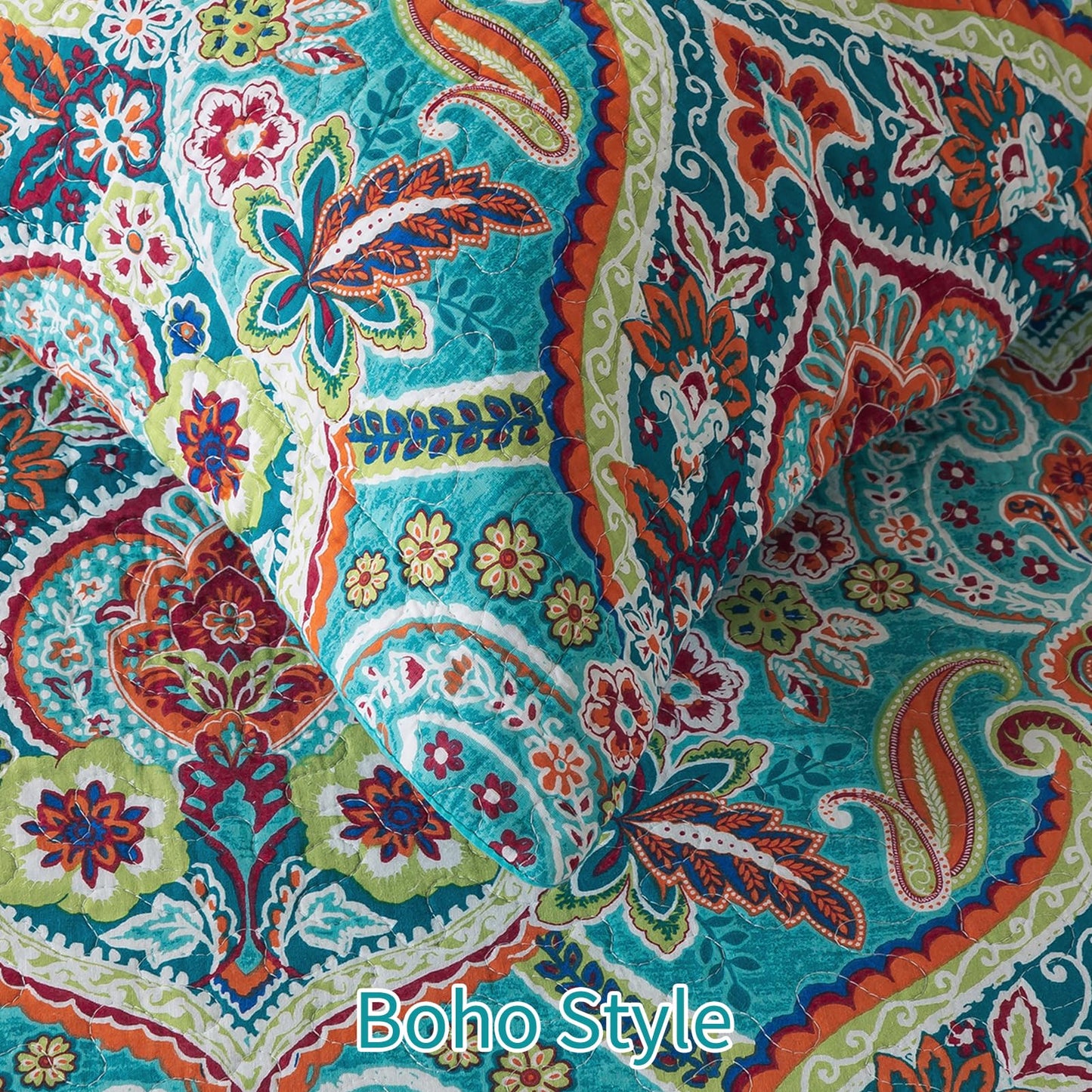BEDIFANY Cotton Queen Quilt Set - Lightweight Queen Size Quilts Bedding Set for a Comfortable Sleep - Reversible Bedspread Coverlet (90 * 98 in) with Boho Pattern, 3 Pieces