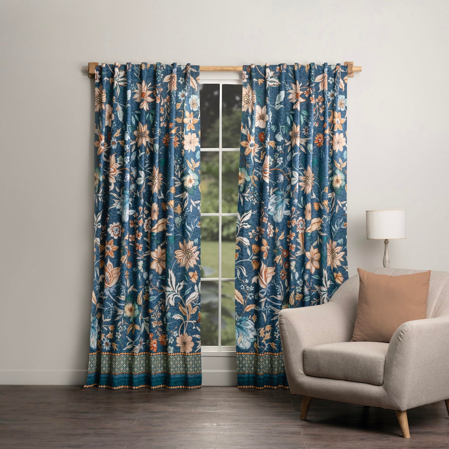 Maison d' Hermine Curtains for Living Room 100% Cotton 96 inch Length One Panel Light Filtering Curtains for Windows with Rod and Loop Pockets (Luxury Loft - Dark Teal, 50" W x 96" L)